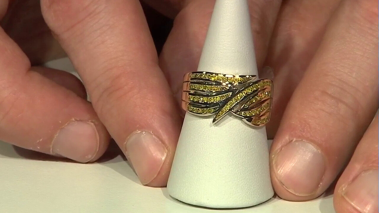 Video Gouden ring met I2 Gele Diamanten (de Melo)