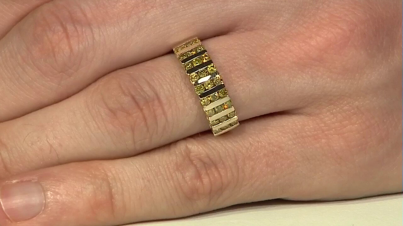 Video Anillo en oro con Diamante amarillo I2 (de Melo)