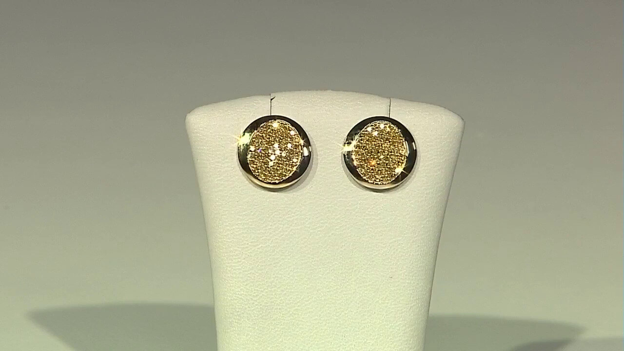 Video Boucles d'oreilles en argent et Diamant jaune I2