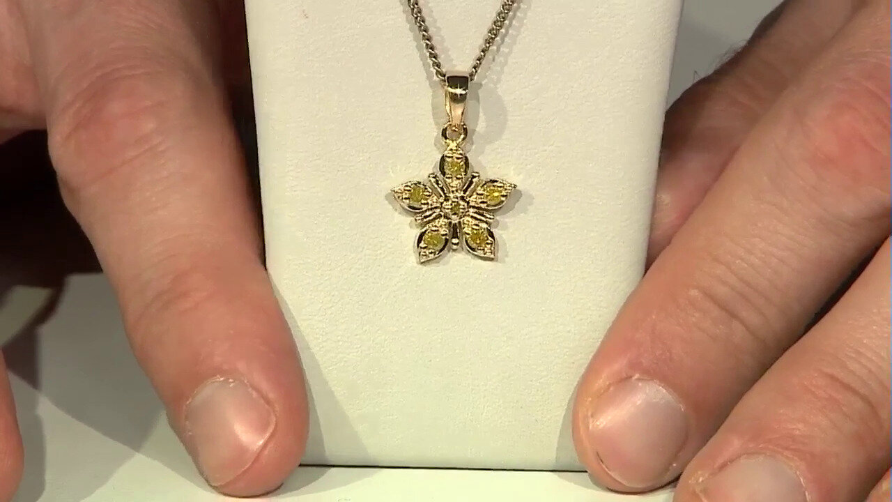 Video I3 Yellow Diamond Silver Pendant