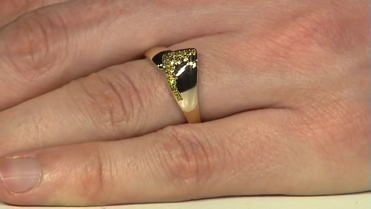 Video Zilveren ring met I3 Gele Diamanten