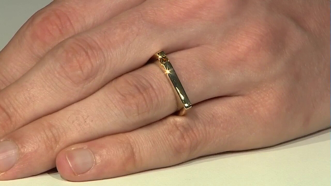 Video Zilveren ring met een I3 Gele Diamant