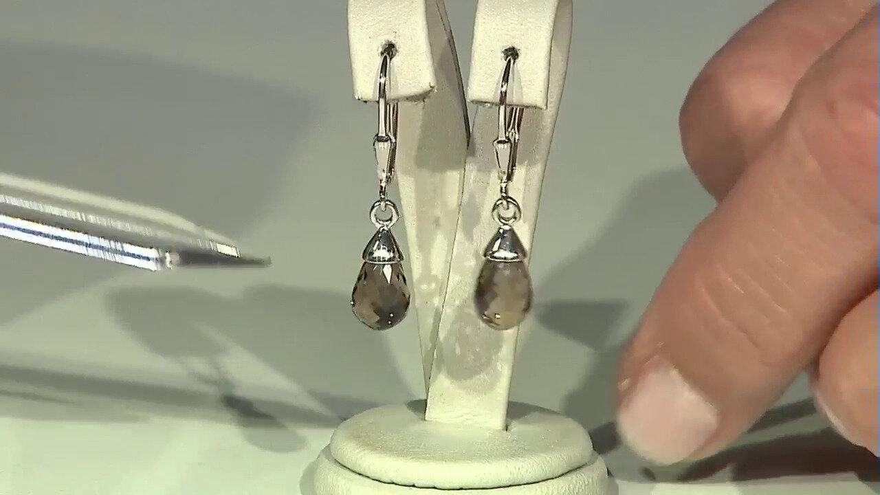 Video Boucles d'oreilles en argent et Quartz fumé