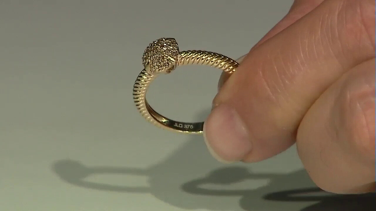 Video Bague en or et Diamant champagne I2 (de Melo)