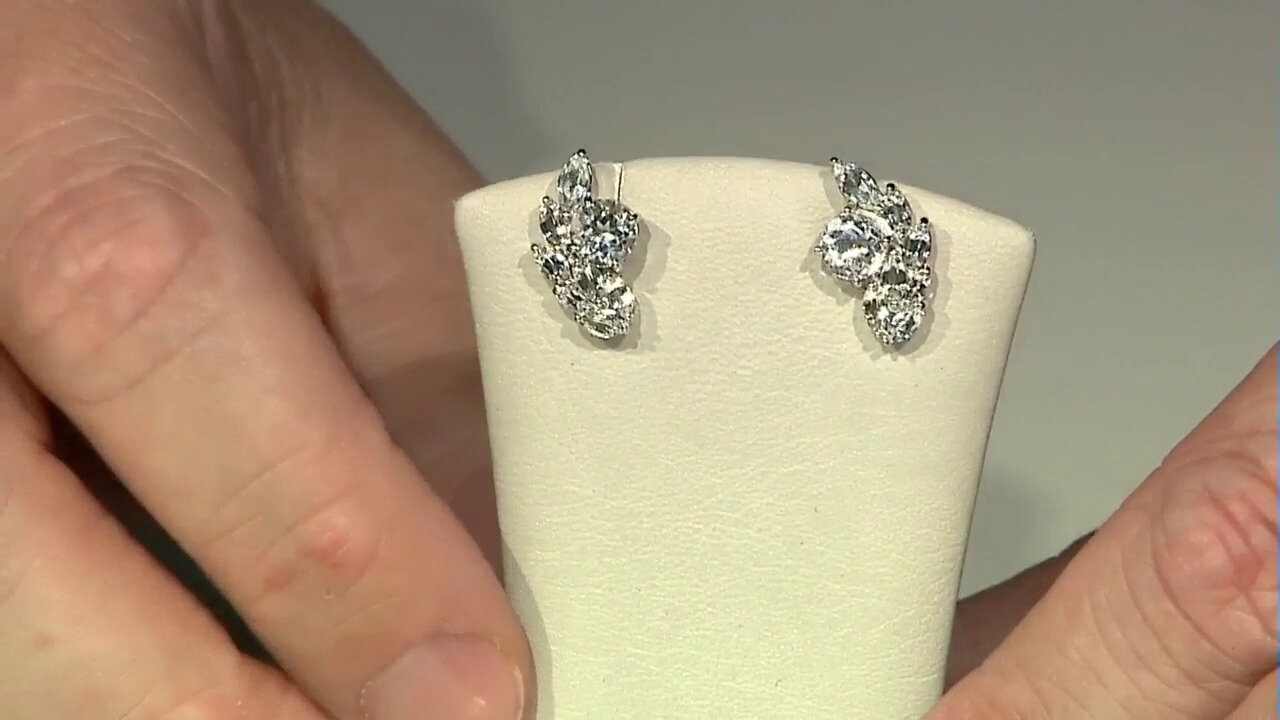 Video White Topaz Silver Earrings