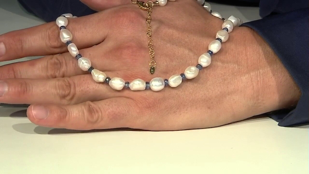 Video White Freshwater Pearl Silver Necklace (Riya)