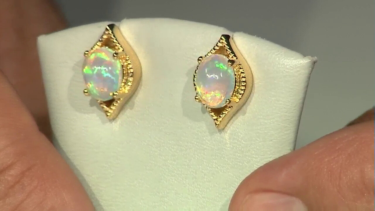 Video Welo Opal Silver Earrings