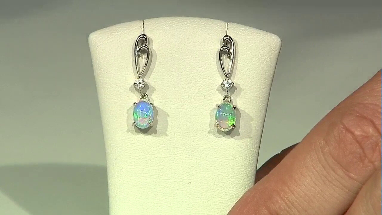 Video Welo Opal Silver Earrings