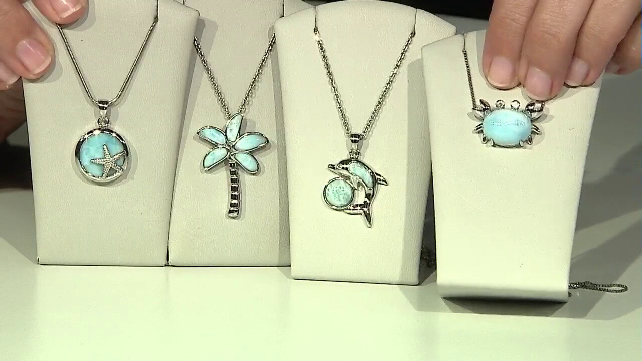 Video Zilveren hanger met een larimar