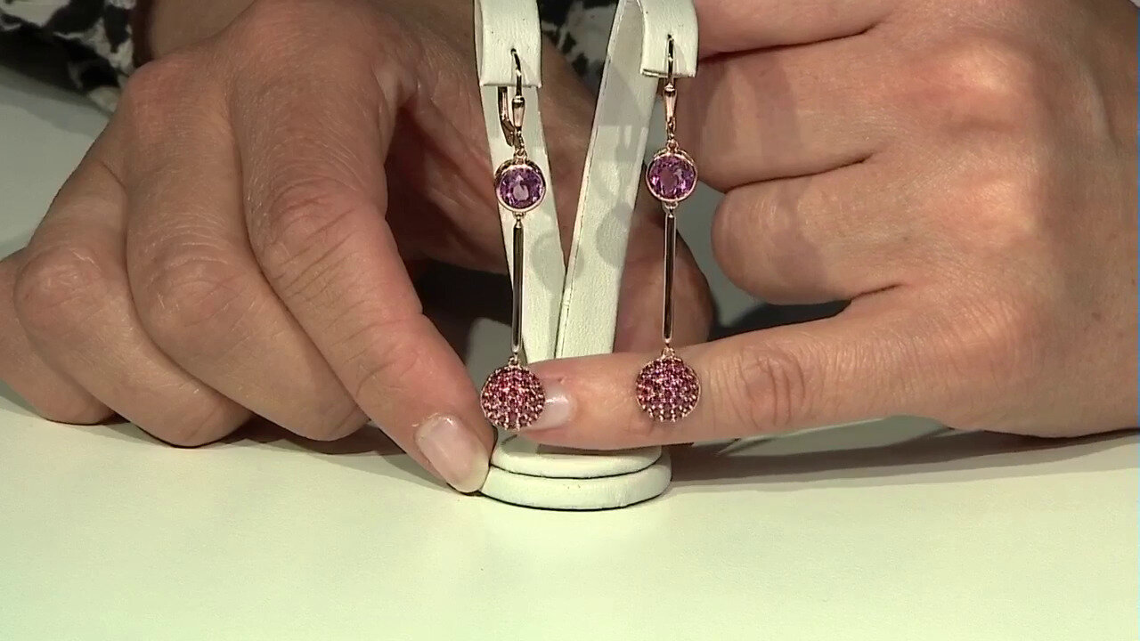 Video Pink Flouorite Silver Earrings (KM by Juwelo)