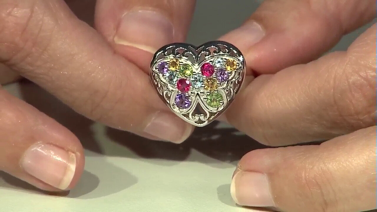 Video Zilveren ring met roze topaasstenen