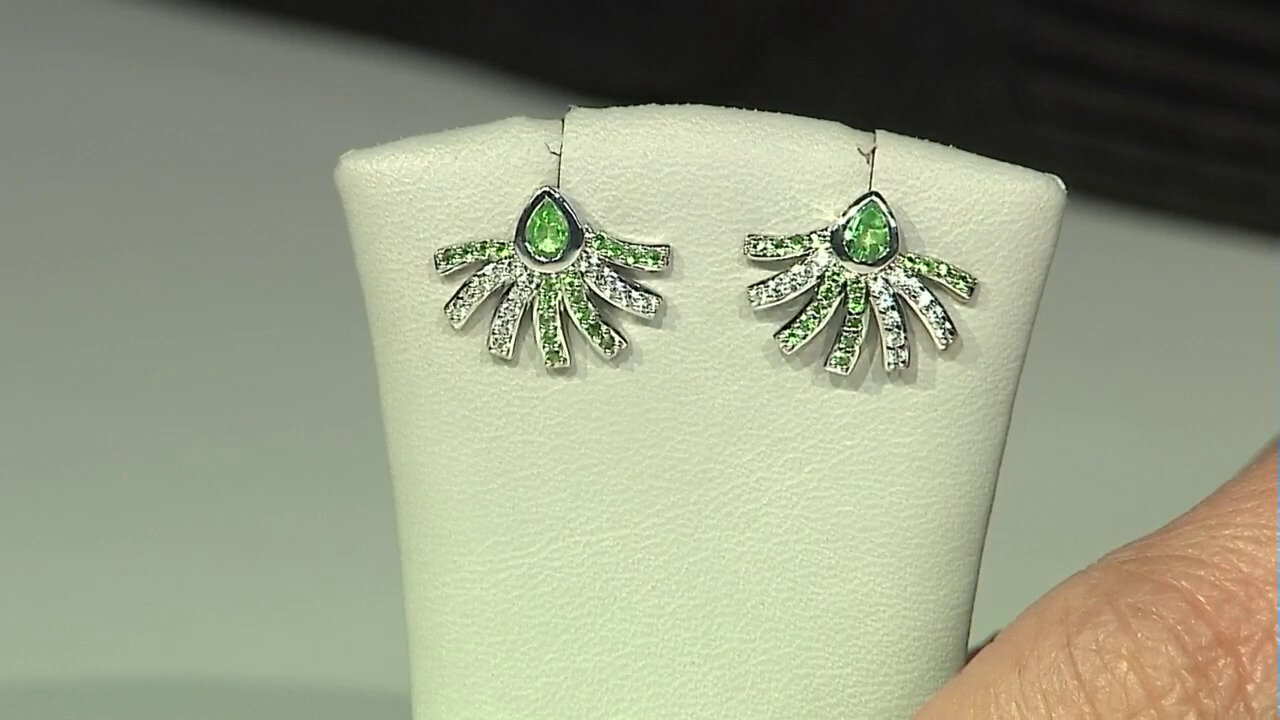 Video Boucles d'oreilles en argent et Grenat Tsavorite