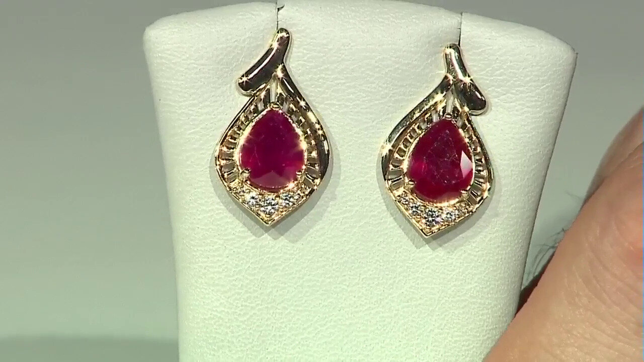 Video 9K Bemainty Ruby Gold Earrings