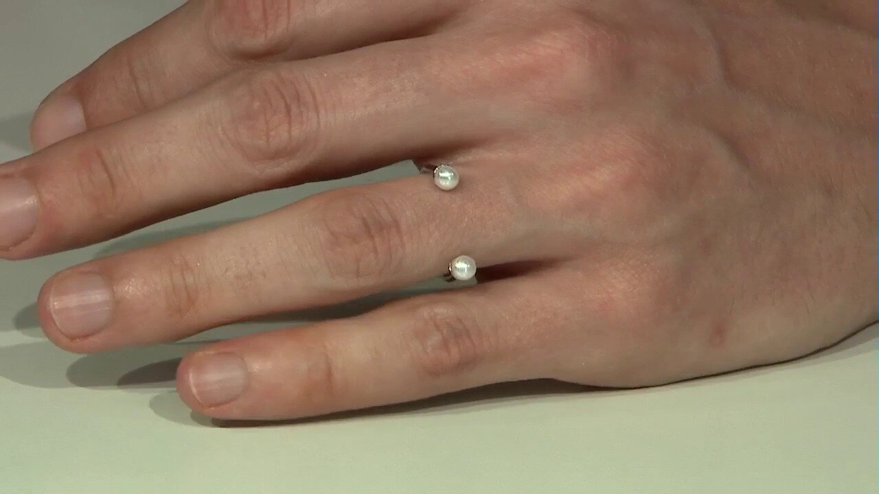 Video Bague en argent et Perle blanche de culture d'eau douce (Joias do Paraíso)