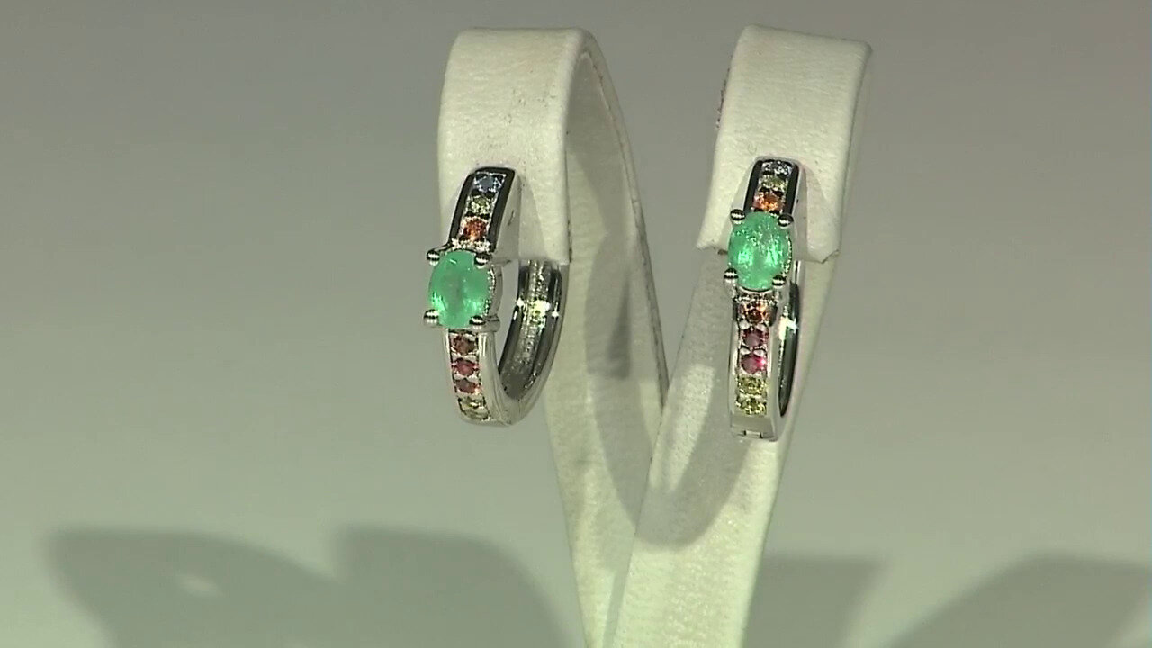 Video Russian Emerald Silver Earrings