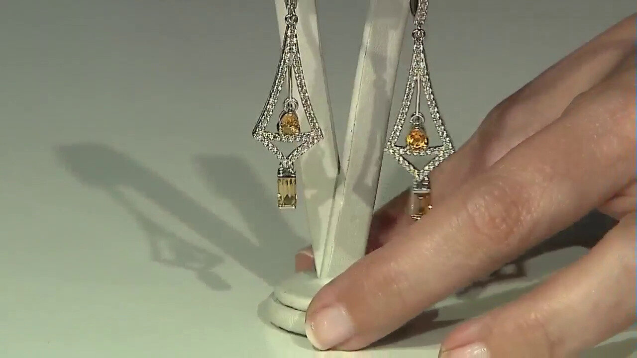 Video Boucles d'oreilles en argent et Zircon jaune