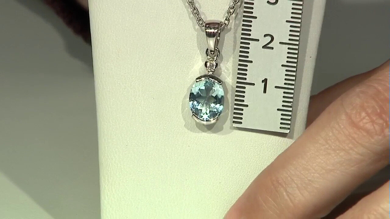 Video Pendentif en argent et Topaze bleu ciel