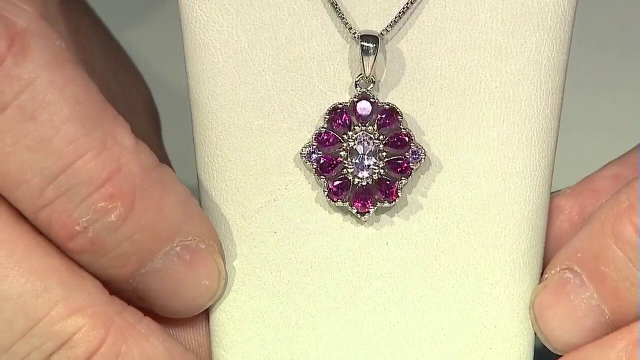 Video Pendentif en argent et Améthyste Rose de France