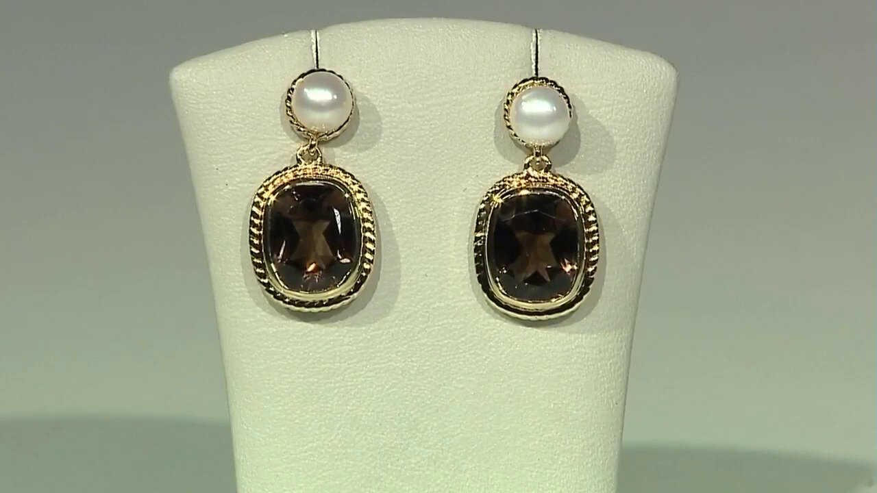 Video Boucles d'oreilles en argent et Quartz fumé