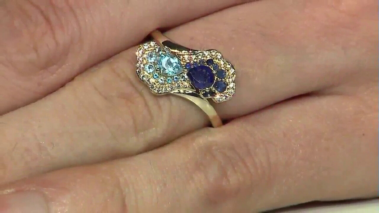 Video Anillo en oro con Zafiro azul (Adela Gold)