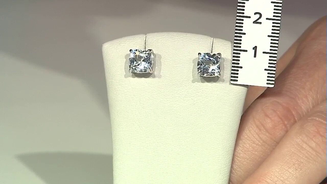 Video White Topaz Silver Earrings