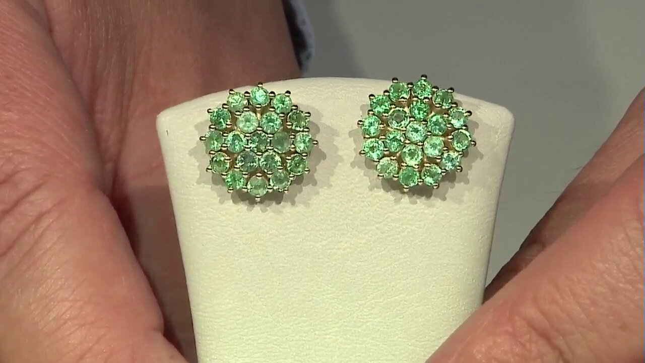 Video 9K Colombian Emerald Gold Earrings