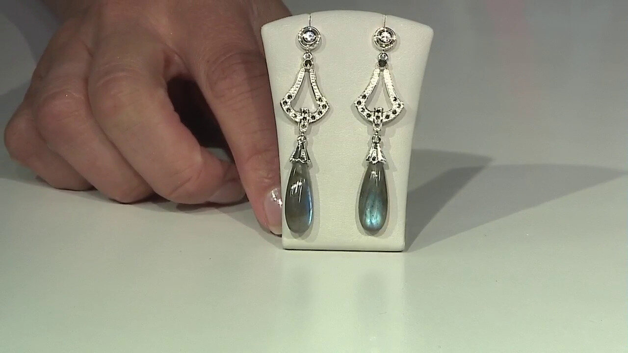 Video Labradorite Silver Earrings (Annette classic)