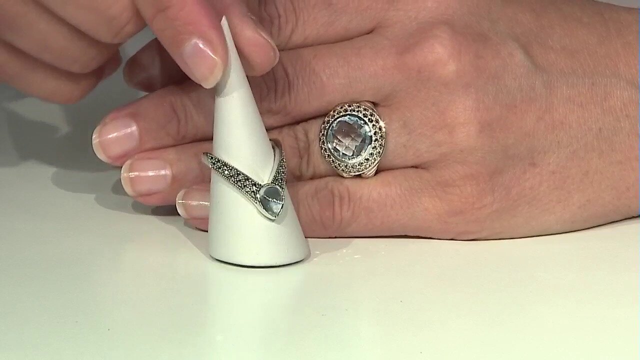 Video Anillo en plata con Topacio azul cielo (Annette classic)