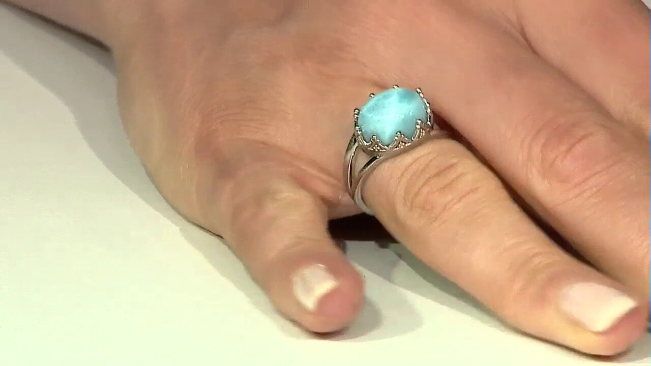 Video Zilveren ring met een larimar