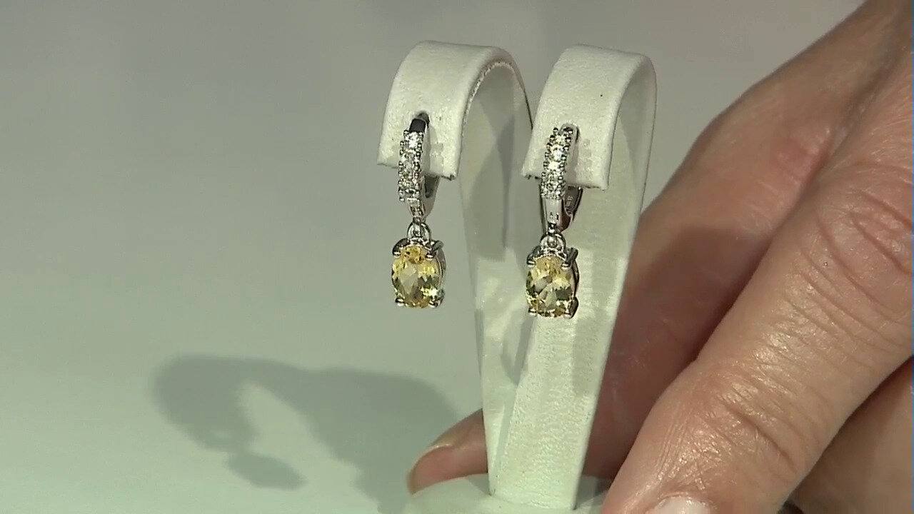 Video Boucles d'oreilles en argent et Béryl jaune