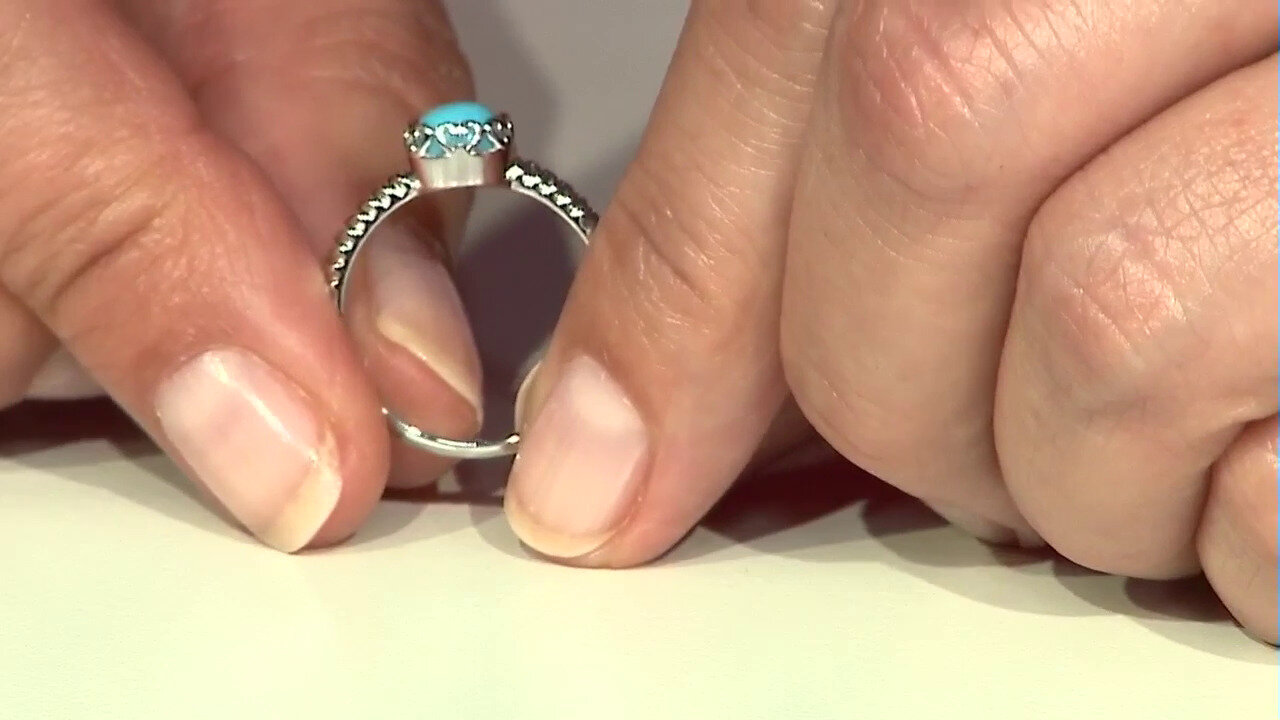 Video Zilveren ring met een Sleeping Beauty Turkoois