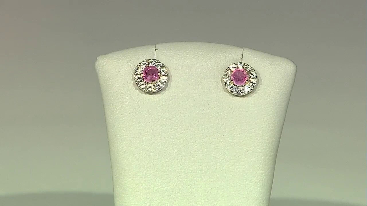 Video Boucles d'oreilles en argent et Saphir rose de Madagascar