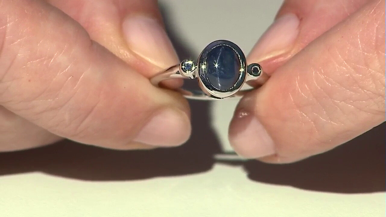 Video Blue Star Sapphire Silver Ring