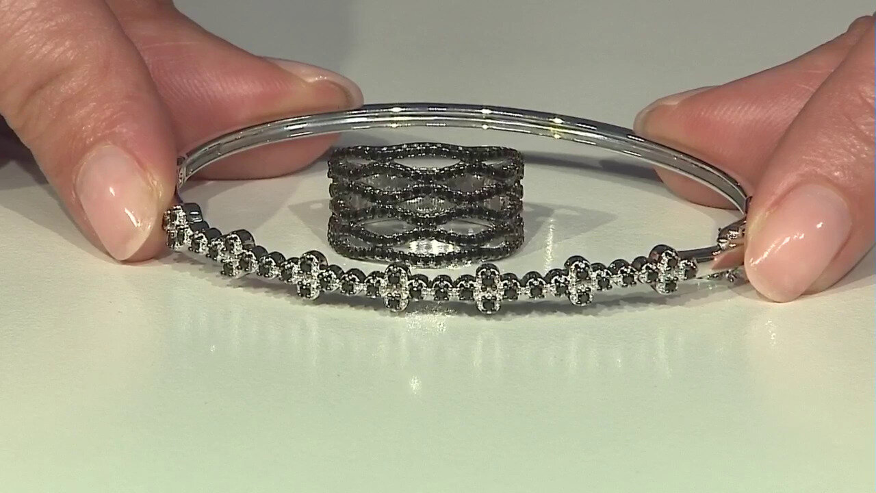 Video Zilveren armband met zwarte spinelstenen