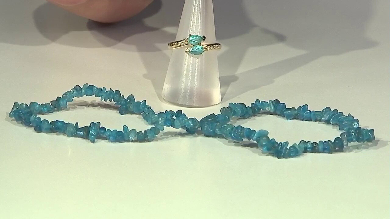 Video Zilveren ring met Blauwe apatieten