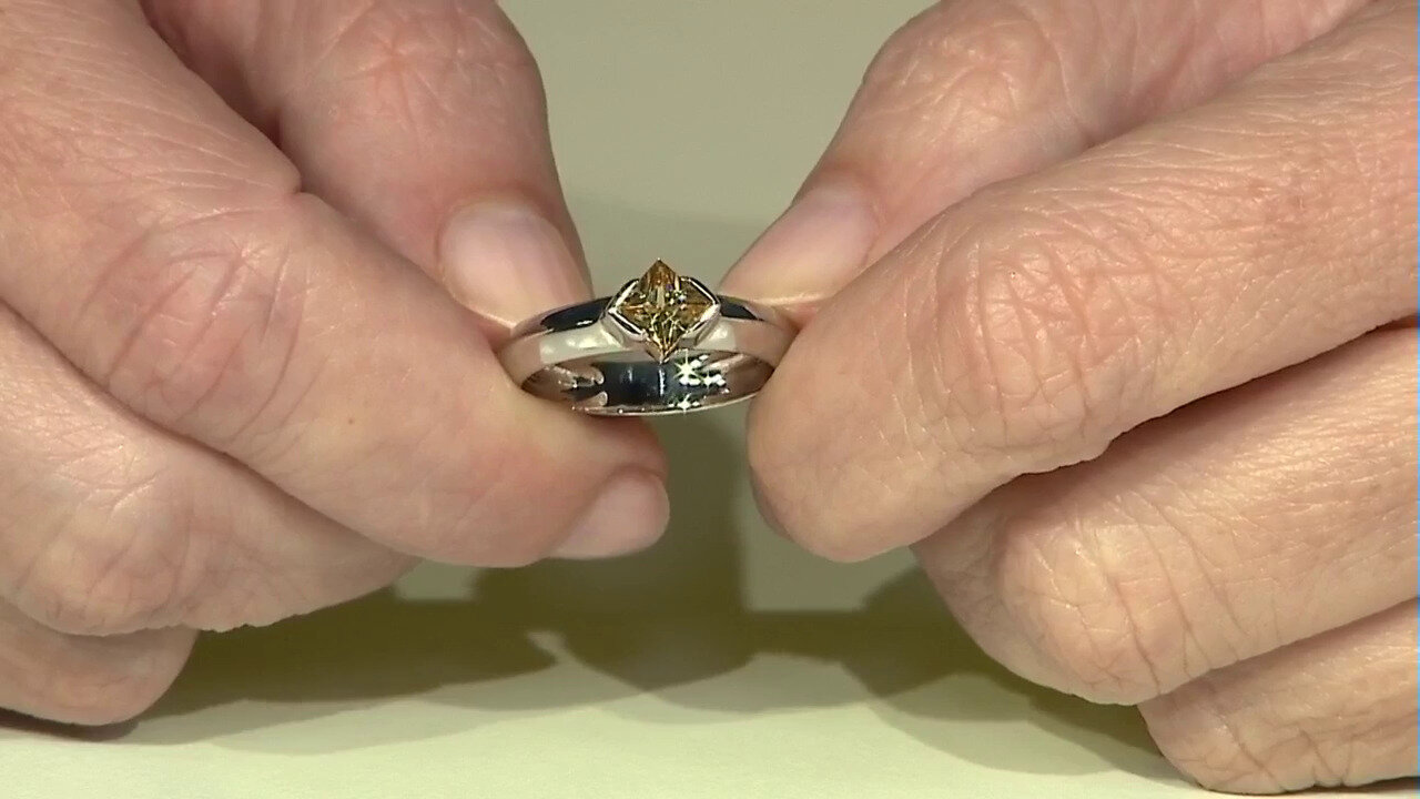 Video Zilveren ring met een Gele Zirkoon