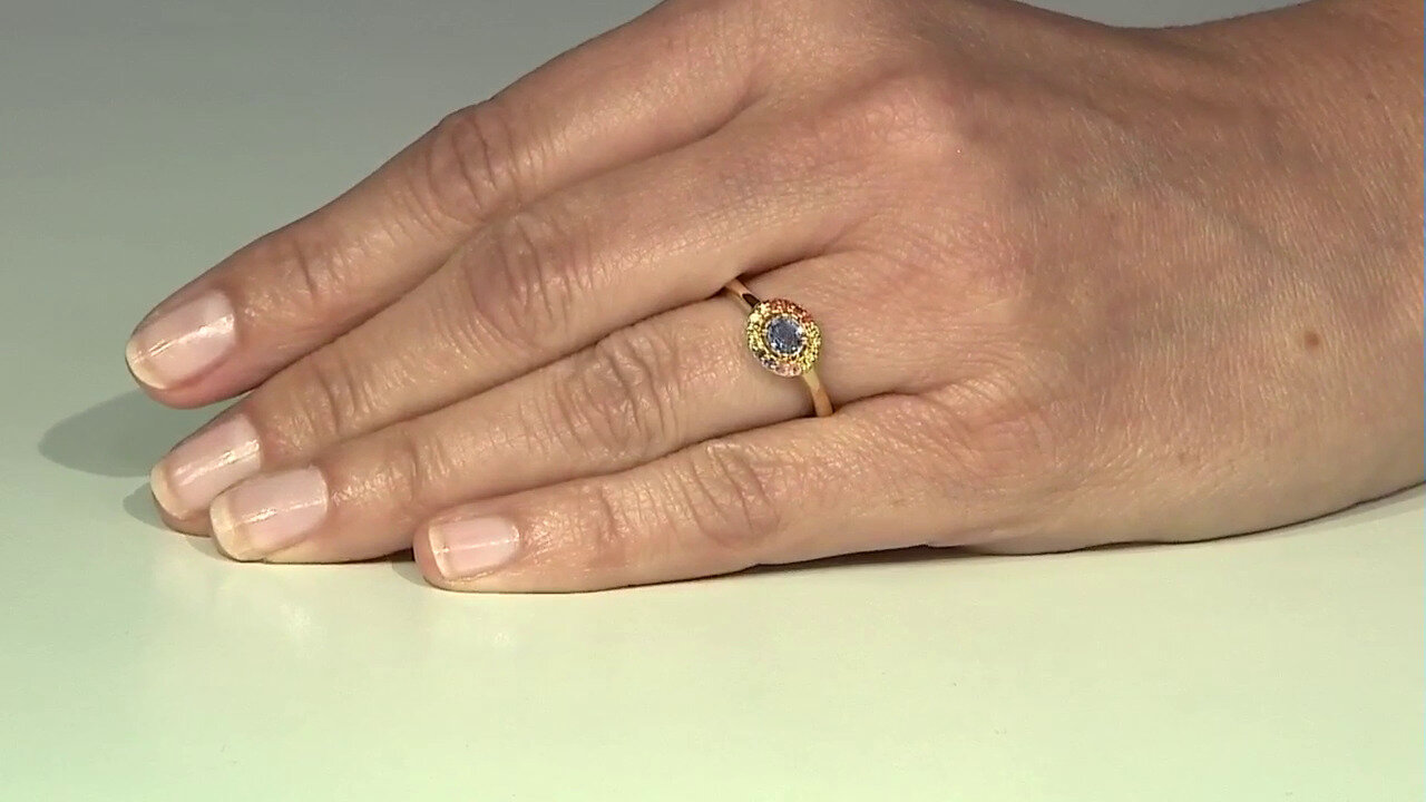 Video Zilveren ring met een Onverhitte blauwe Ceylon saffier