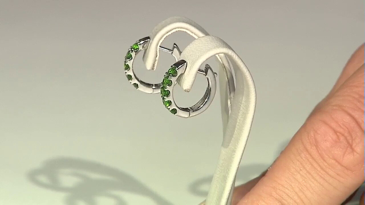 Video Boucles d'oreilles en argent et Diopside de Russie