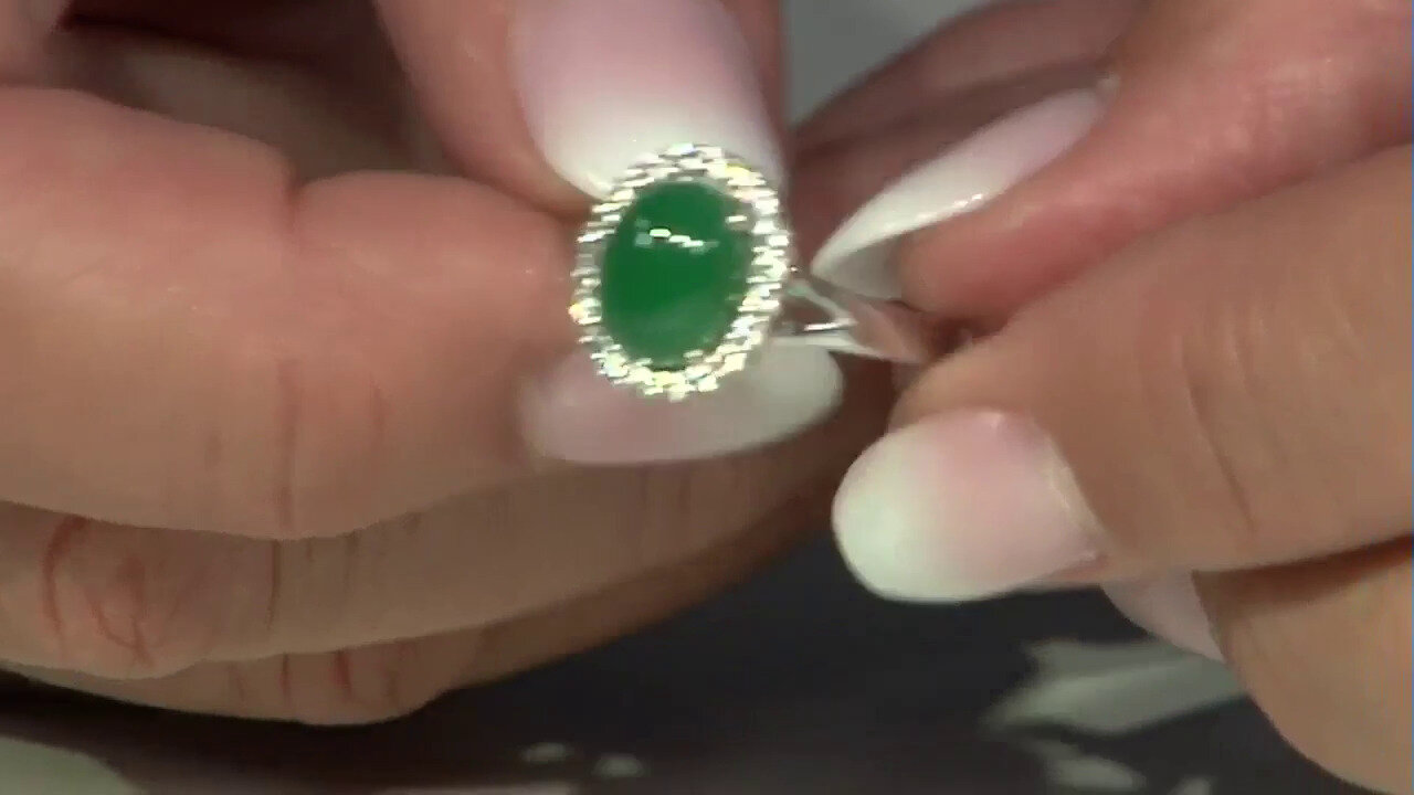 Video Zilveren ring met een Groene onyx