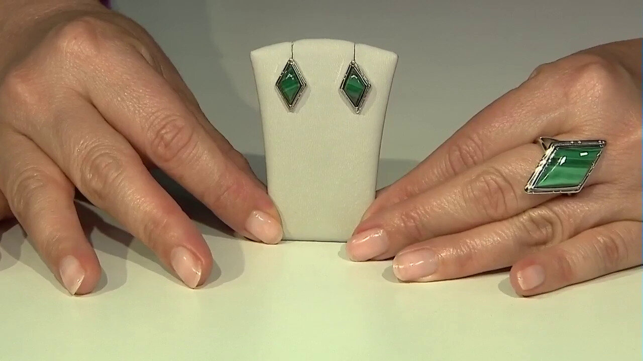 Video Boucles d'oreilles en argent et Malachite (MONOSONO COLLECTION)