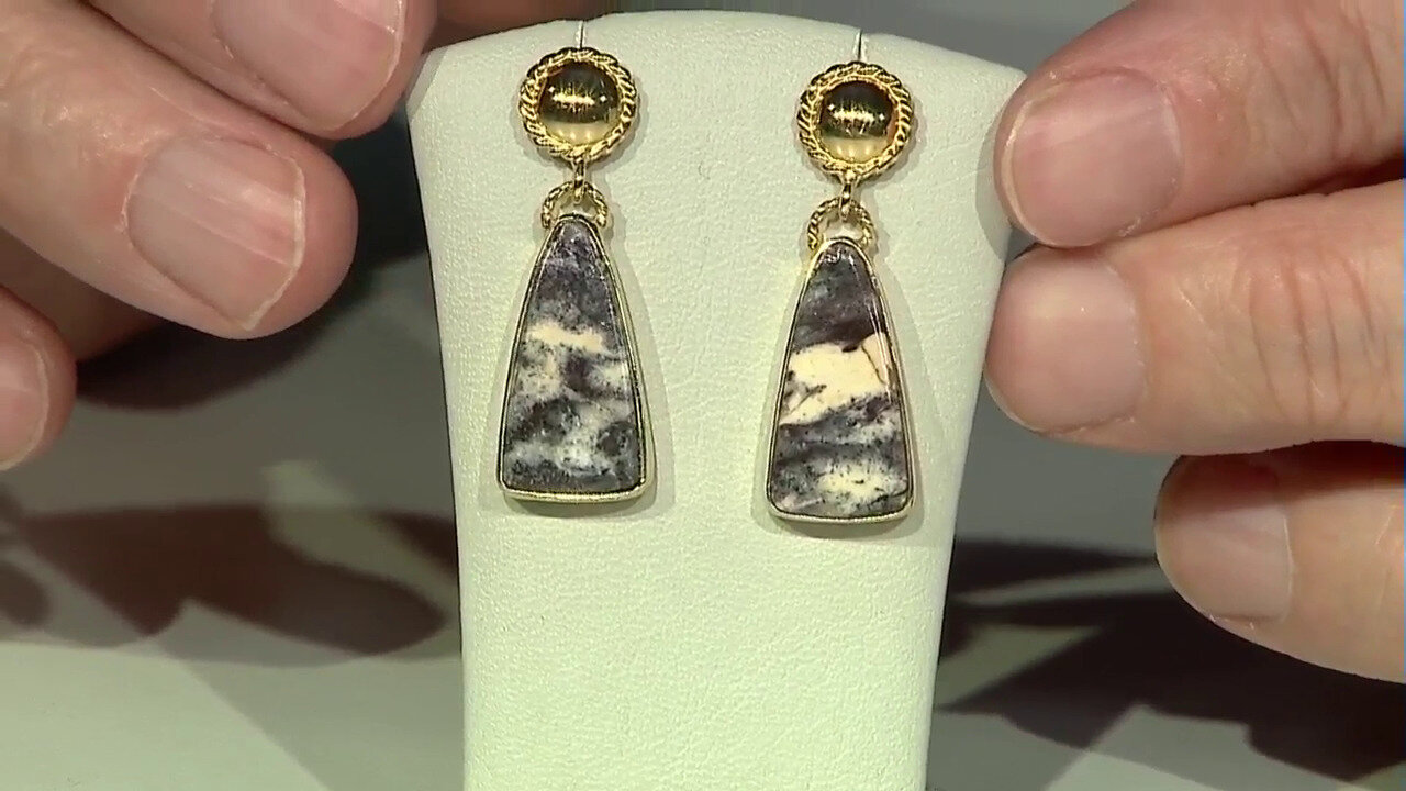 Video Batik Jasper Silver Earrings (Bali Barong)