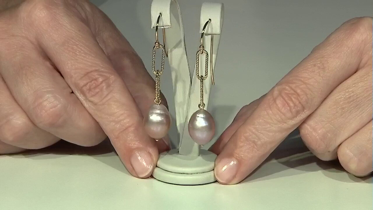 Video Boucles d'oreilles en argent et Perle de culture d'eau douce rose (TPC)