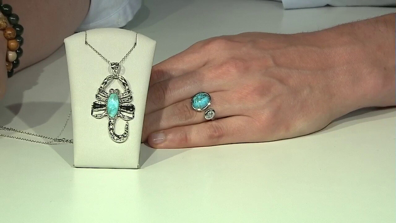 Video Bague en argent et Turquoise bleue cuivrée de Mohave (Faszination Türkis)