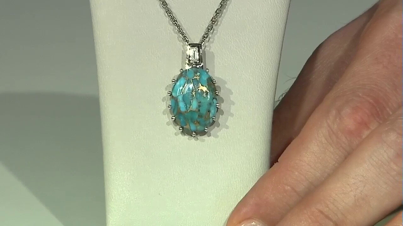 Video Pendentif en argent et Turquoise bleue cuivrée de Mohave (Faszination Türkis)