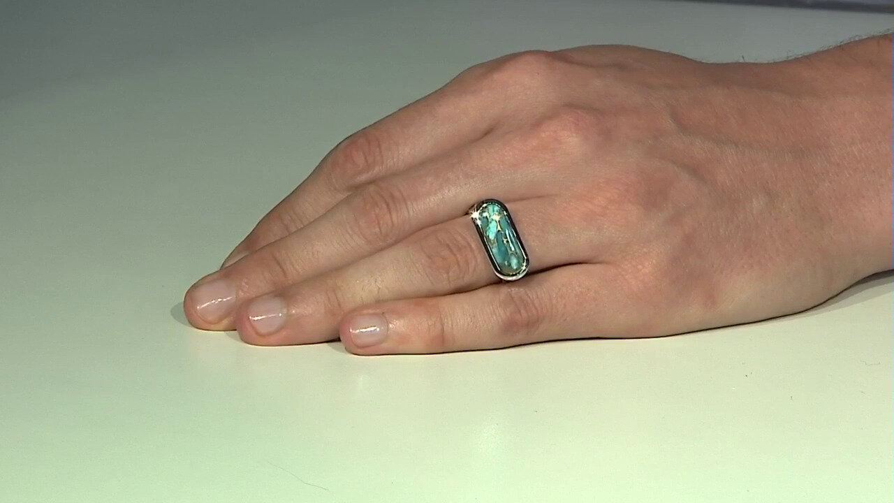 Video Mojave Blue Copper Turquoise Silver Ring (Faszination Türkis)