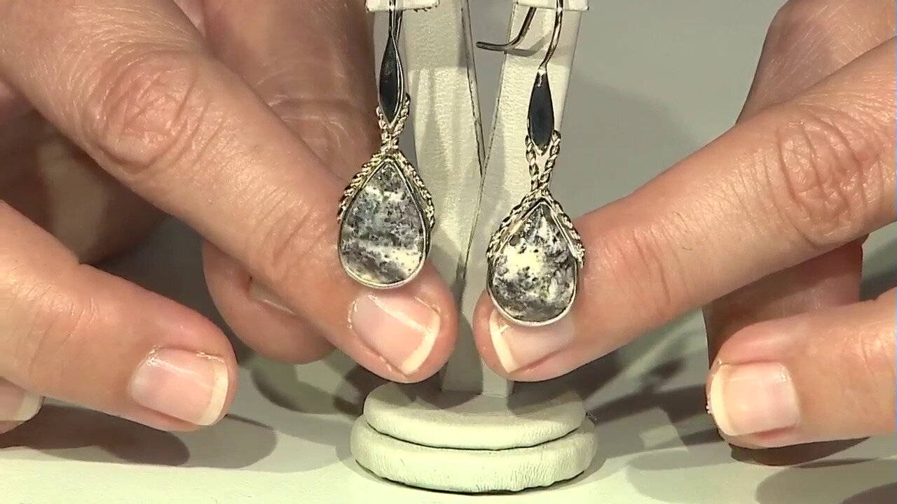 Video Batik Jasper Silver Earrings (Bali Barong)