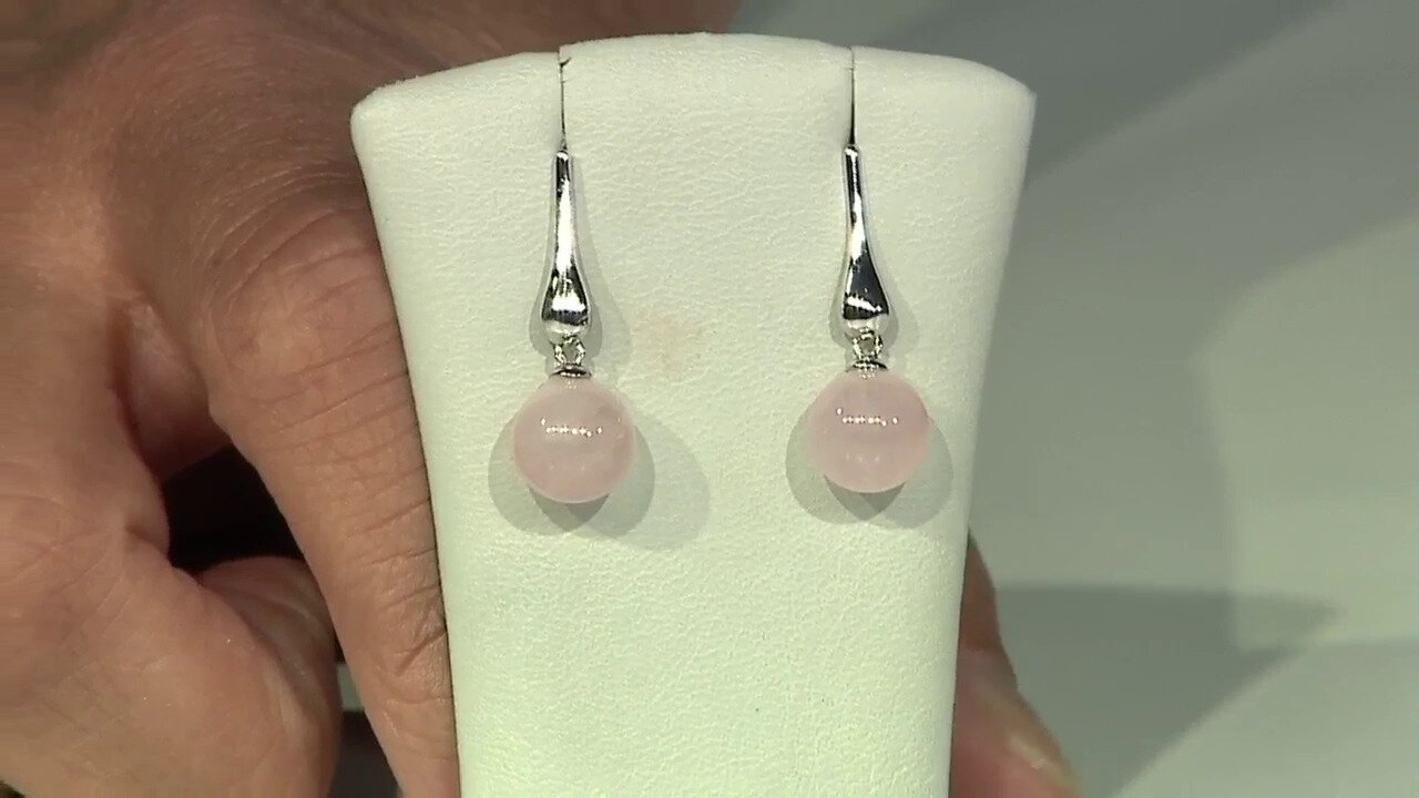 Video Rose Quartz Silver Earrings