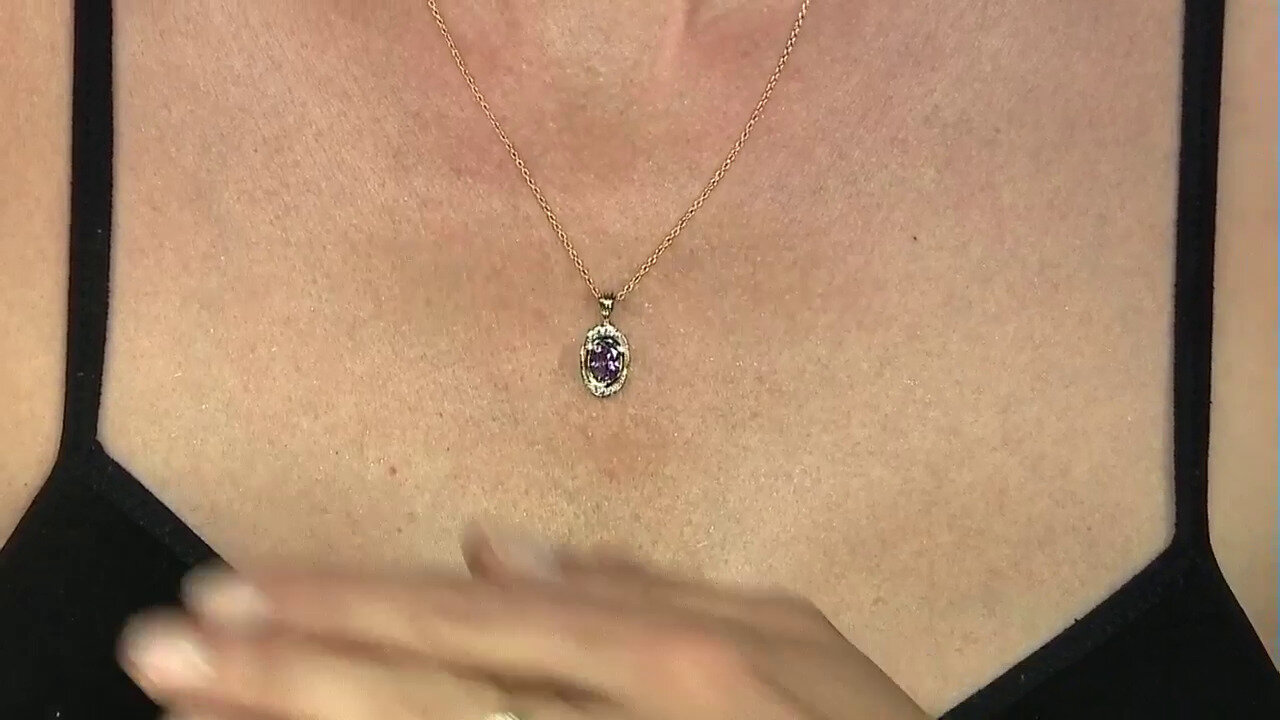 Video Collier en argent et Améthyste Rose de France