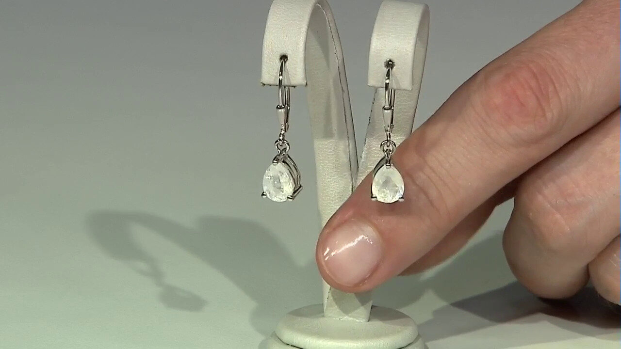 Video Boucles d'oreilles en argent et Pierre de Lune arc-en-ciel