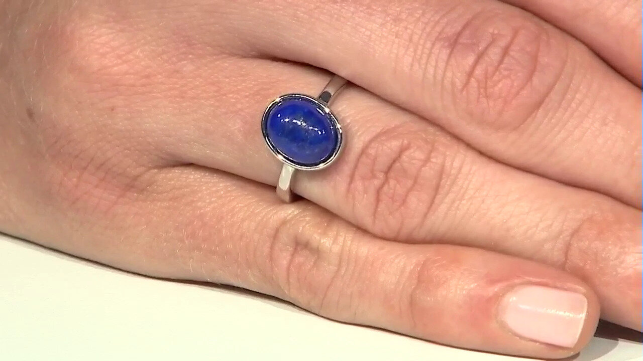 Video Zilveren ring met een lapis lazuli